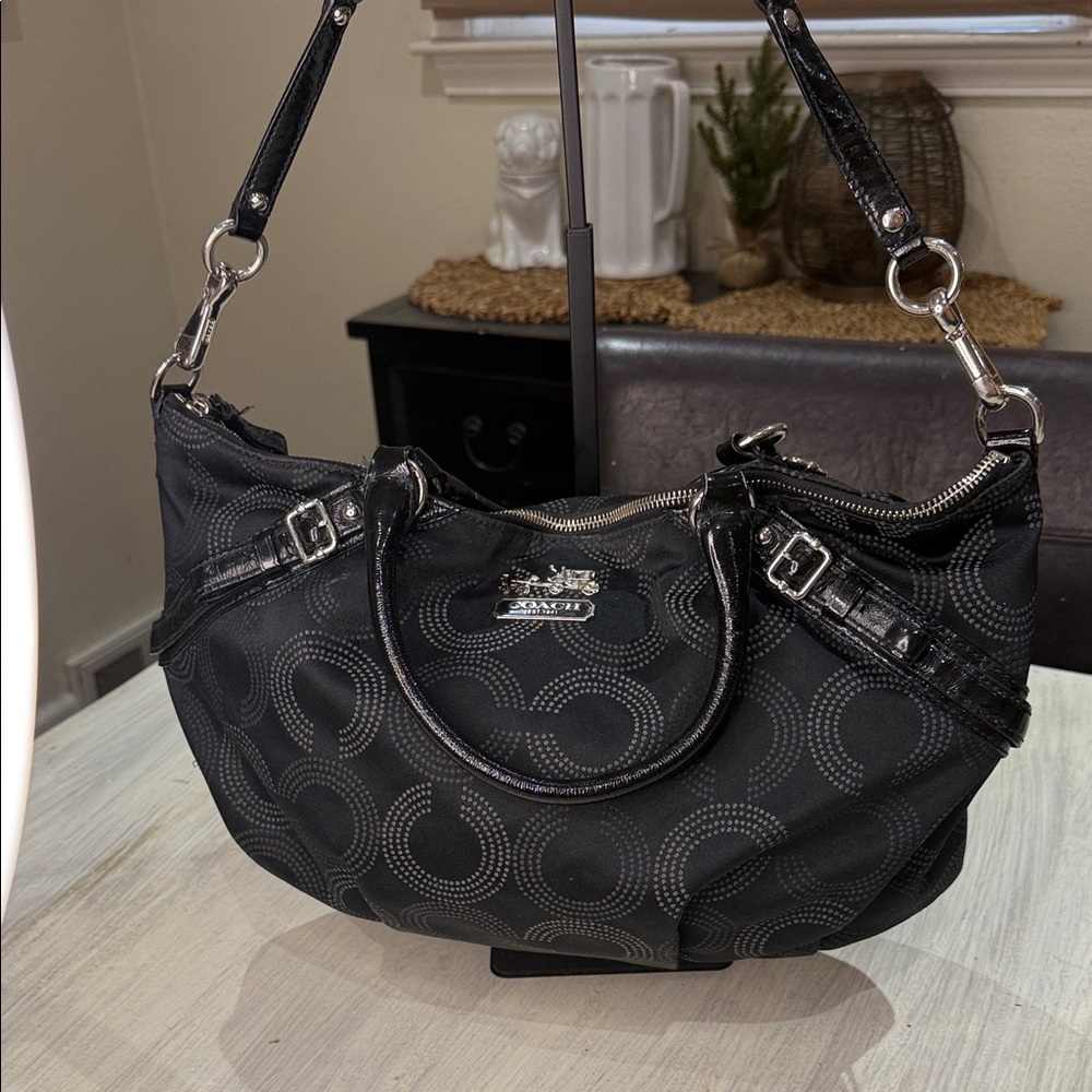 Coach Poppy Black and Patent Leather Opt Art Bag